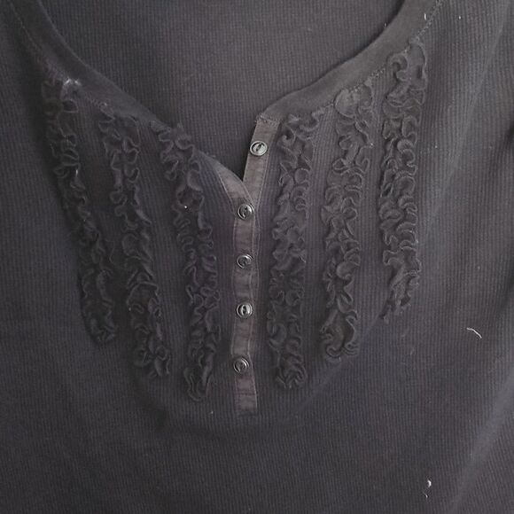 Ralph Lauren black ruffle front top M - Picture 3 of 7